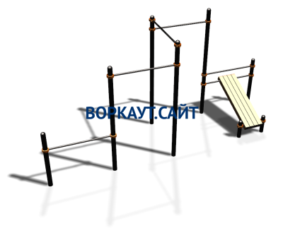 Воркаут комплекс разноуровневых турников со скамьей для пресса ВС-37 в Республике Калмыкия