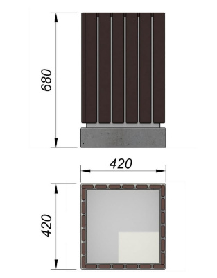 Урна деревянная квадратная с бетонным основанием МАФ 1633 в Республике Калмыкия