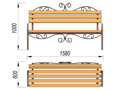Лавочка кованная МАФ 1606 в Республике Калмыкия