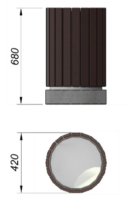 Урна деревянная круглая с бетонным основанием МАФ 1632 в Республике Калмыкия