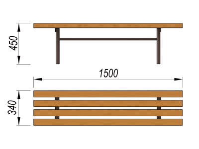 Лавочка без спинки МАФ 1601 в Республике Калмыкия
