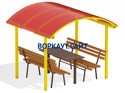Стол и лавки под навесом МАФ 4005 в Республике Калмыкия