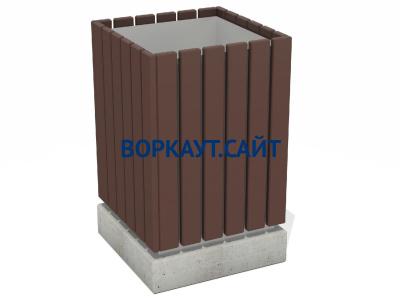 Урна деревянная квадратная с бетонным основанием МАФ 1633 в Республике Калмыкия